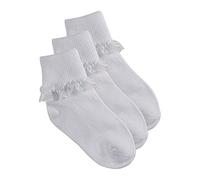 Metzuyan Kids 3 Pairs Girls White Lace Cotton Rich School Ankle Socks Size 9-12