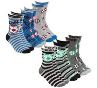 Metzuyan Kids Boys Bamboo Crew Socks Novelty Football Blue Grey 6-8.5