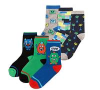 Metzuyan Kids Boys Cotton Rich Novelty Socks Invaders Monsters 9-12