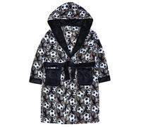 Metzuyan Kids Child Boys Hooded Football Plush Fleece Dressing Gown Sizes Grey Soccer 11-12 Years