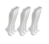 Metzuyan Kids Childrens Girls 3 Pack Knee High Plain Back To School Uniform Socks WHITE-9-12