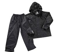Metzuyan Kids Childrens Waterproof Suit Jacket & Trousers Raincoat Outdoor Set Black 3-4