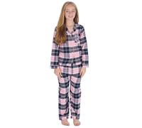 Metzuyan Kids Girls Checked Long Sleeve Buttoned Pyjama Set Navy Size 13 Years