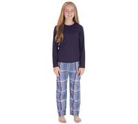 Metzuyan Kids Girls Checked Long Sleeve Top and Bottoms Pyjama Set Denim Size 11-12 Years