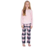 Metzuyan Kids Girls Checked Long Sleeve Top and Bottoms Pyjama Set Navy Size 11-12 Years