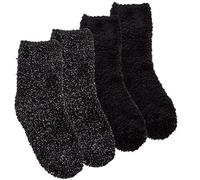 Metzuyan Kids Girls Chunky Bed Socks Crew Socks with Glitter Black 9-12