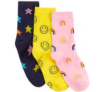 Metzuyan Kids Girls Cotton Rich Crew Funky Everyday Bright Colourful Rainbow Stars Socks Rainbow UK 9-12