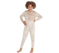Metzuyan Kids Girls Crushed Velvet Onesie All in One Piece Pyjama Velour PJs Gold 11-12 Years