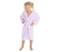 Metzuyan Kids Girls Plain Hooded Dressing Gown Plush Fleece Robe Lilac Purple 5-6 Years