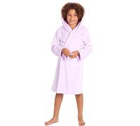 Metzuyan Kids Girls Plush Fleece Hooded Dressing Gowns Super Soft Warm Robes Plain Lilac 3-4 Years