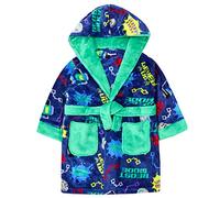 Metzuyan Kids Infant Boys Novelty Hooded Game Over Design Dressing Gown Navy Game Size 3-4 Years