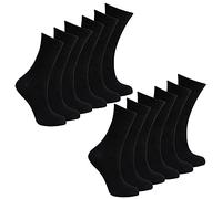 Metzuyan Kids Unisex Girls Boys Back To School Socks Plain 12 Pairs Black 9-12
