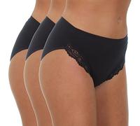 Metzuyan Ladies 6 Pairs Maxi Briefs Cotton Breathable Regular Underwear High Leg Black Size 14