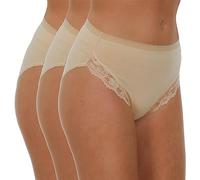 Metzuyan Ladies 6 Pairs Maxi Briefs Cotton Breathable Regular Underwear High Leg Nude Beige Size 24