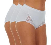 Metzuyan Ladies 6 Pairs Maxi Briefs Cotton Breathable Regular Underwear Lace Leg White Size 14