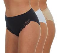 Metzuyan Ladies 9 Pairs Maxi Briefs Cotton Breathable Regular Underwear Black Nude White High Leg Size 20