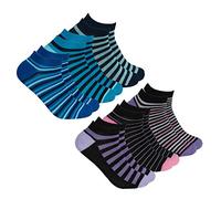 Metzuyan Ladies Bamboo Trainer Liner Socks Stripey Patterned 6 Pairs Size UK 4-8