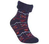 Metzuyan Ladies Bed Socks Anti Slip Grippers 1 Pair Navy Fair Isle 4-9
