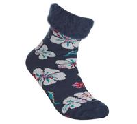 Metzuyan Ladies Bed Socks Anti Slip Grippers 1 Pair Navy Floral 4-10