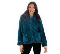 Metzuyan Ladies Fleece Waffle Zip Up Bed Jacket Textured Womens Lounge Buttoned Top House Warm Jacket Gown Size Burgundy Size 14-16