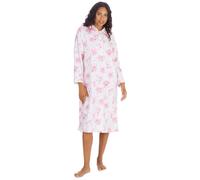 Metzuyan Ladies Floral Printed 100% Cotton Nightie Long Sleeve Classic Buttoned White Sizes White Pink UK 18-20
