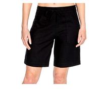 Metzuyan Ladies Linen Blend Shorts - Summer Hot Pants Black Size 14