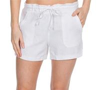 Metzuyan Ladies Linen Shorts with Pockets - Summer Beach Hot Pants White Size 14