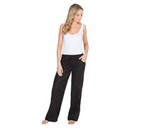 Metzuyan Ladies Linen Trouseres Wide Fit Summer Long Pants Regular Plus Sizes UK Black 14