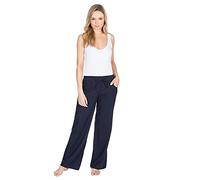 Metzuyan Ladies Linen Trouseres Wide Fit Summer Long Pants Regular Plus Sizes UK Navy 12