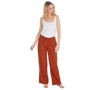 Metzuyan Ladies Linen Trouseres Wide Fit Summer Long Pants Regular Plus Sizes UK Rust 22