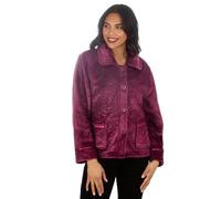 Metzuyan Ladies Long Zip Up Clipped Fleece Bed Jacket Textured Womens Embossed Flowers Lounge Buttoned Top House Warm Jacket Gown Size Burgundy Size 18-20