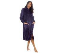 Metzuyan Ladies Long Zip Up Waffle Fleece Robe Textured Womens House Gown Size Purple Size 18-20