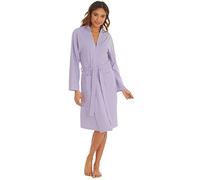 Metzuyan Ladies Recycled Yarn No Collar Kimono Robe Summer Lightweight Dressing Gown Purple Small