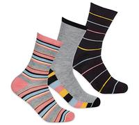 Metzuyan Ladies Womens 3 Pairs Bamboo Viscose Striped Socks Mid Calf Gentle Supersoft Coral 4-8