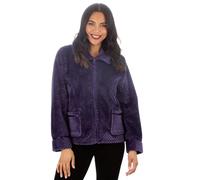 Metzuyan Long Zip Up Waffle Fleece Bed Jacket Textured Womens Lounge Buttoned Top House Warm Jacket Gown Size Purple Size 14-16
