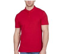 Metzuyan Men’s Classic Plain Polo Shirt Short Sleeve Casual Work Golf Top, Regular and Plus Size (Red, L)