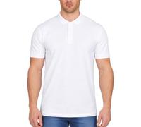 Metzuyan Men’s Classic Plain Polo Shirt Short Sleeve Casual Work Golf Top, Regular and Plus Size (White, M)