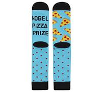 Metzuyan Mens 1 Pair Novelty Design Mid Calf Socks Blue Funky Funny Cotton Blend Pizza 6-11
