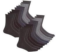 Metzuyan Mens 10 Pairs Rib Socks Multibuy Multipack Classic Plain Grey 6-11
