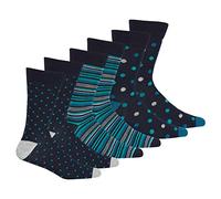 Metzuyan MENS 3PK BAMBOO PLAIN HEEL & TOE SOCKS Navy with Dots 6-11