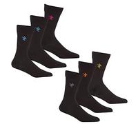 Metzuyan Mens 6 Pairs Bamboo Gentle Grip Comfort Socks Embroidered Blue Grey Eagle Size 6-11