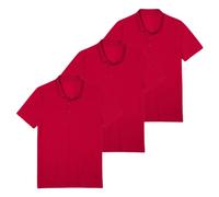 Metzuyan Men's Classic Polo Shirts, Plain Short Sleeve Casual Work Tops, Regular & Plus Sizes (3 Pack, Red, 3XL)