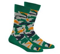 Metzuyan Mens Crew Funky Socks Mid Calf Colorful Green Camouflage Army Size 6-11