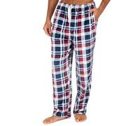 Metzuyan Mens Flannel Fleece Lounge Pyjama Bottoms Checked Burgundy Blue M