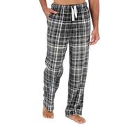 Metzuyan Mens Flannel Fleece Lounge Set Checked Pyjama Set Full Length Top and Bottoms Twoise Black Check Size Large