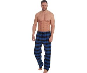 Metzuyan Mens Flannel Lounge Pants Checked 100% Cotton Long Pyjama Bottoms Blue XL