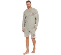 Metzuyan Mens Lounge Set American Themed Sweatshirt and Shorts Light Grey L