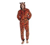 Metzuyan Mens Novelty Shark Gorilla Hooded Plush Pyjama Jumpsuit All in One Tiger L-XL