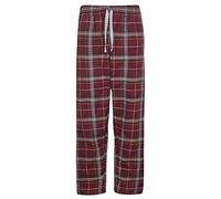 Metzuyan Mens Woven Check Lounge Pants Checked Bed Pants Lounge Burgundy L