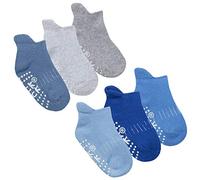 Metzuyan Newborn Baby Boys Terry Socks Toddler Trainer Liner Anti Slip Grippers Blue Grey 0-0